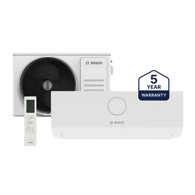 Bosch air conditioning indoor and outdoor units with remote control
